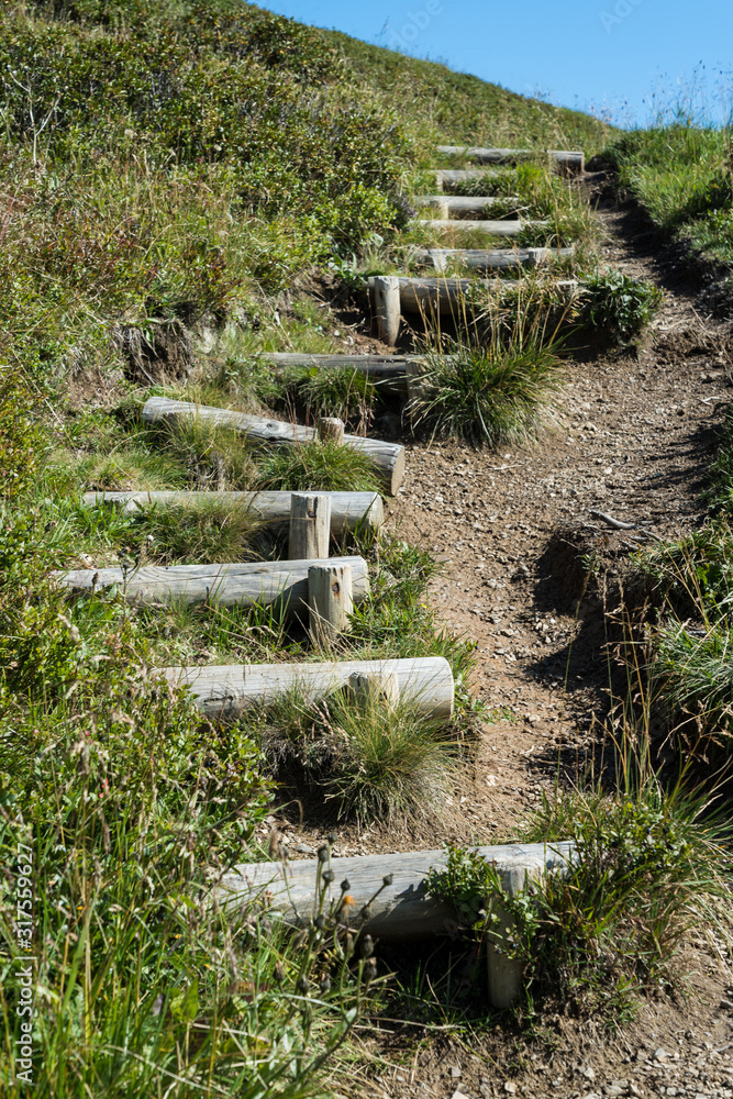 Obraz premium Wanderweg mit Stufen am Fellhorn