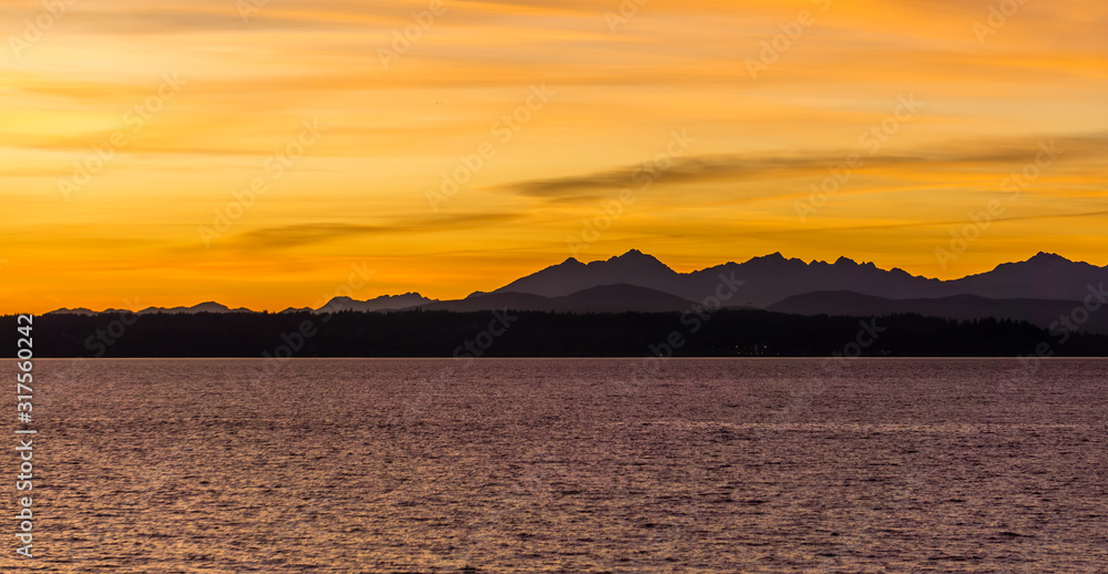 Olympic Mountains Sunset Silhouette 5