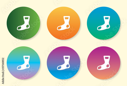 Socks six color gradient icon design.