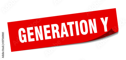 generation y sticker. generation y square sign. generation y. peeler