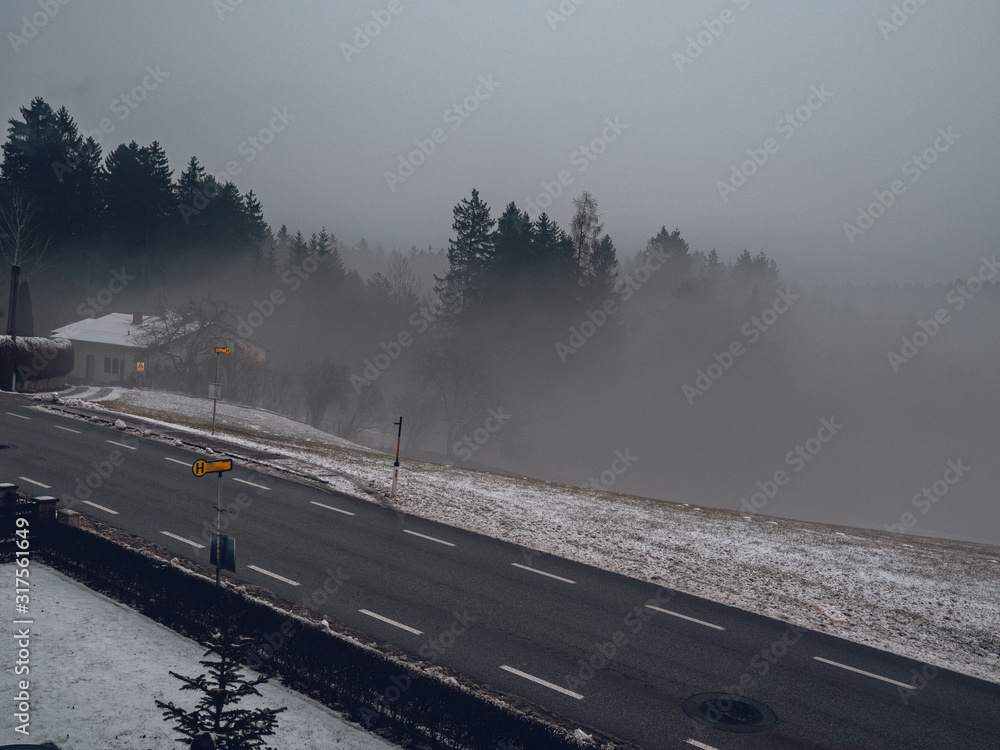 Moody and foggy weather in Winter Moody and foggy weather in Winter
