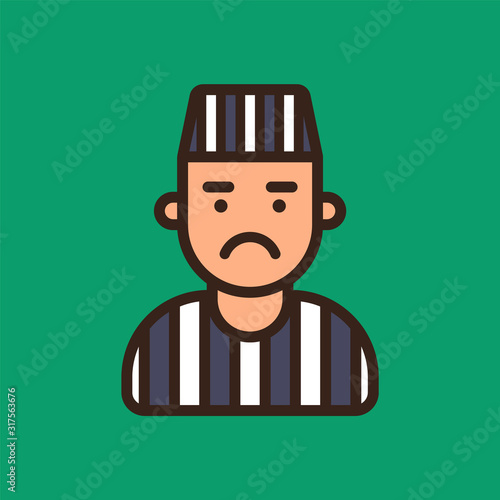 color icon of a prisoner in a striped uniform. Flat character vector illustration.