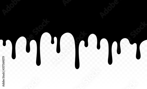 Current paint, stains. Current drops. Current inks. Paint dripping. Dripping liquid. Paint flows. Seamless pattern. Vector illustration. Color easy to edit. Transparent background. 