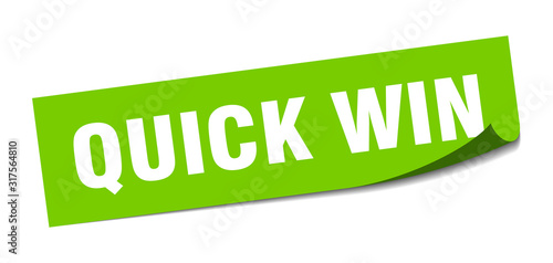 quick win sticker. quick win square sign. quick win. peeler