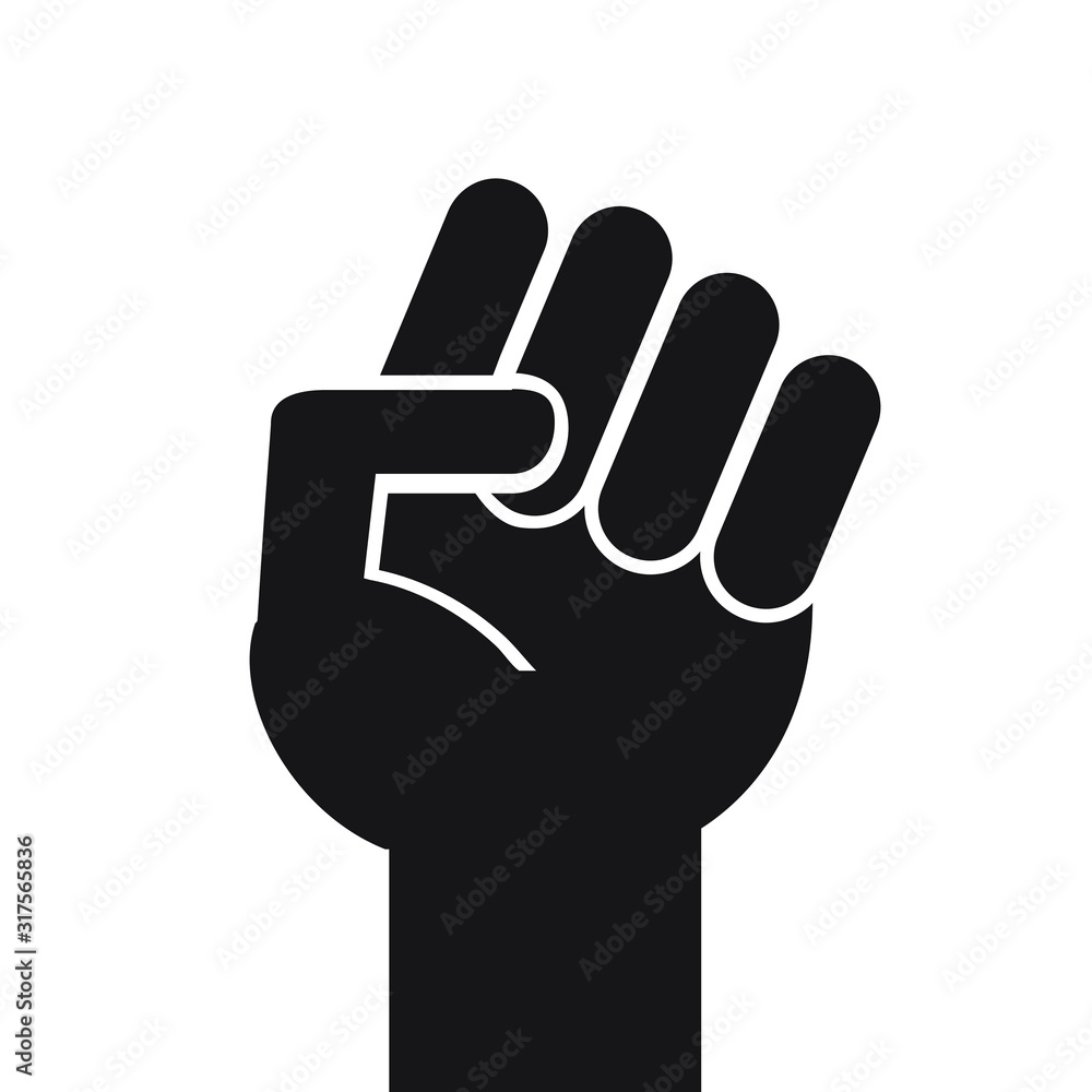 Vector flat black fist hand icon isolated on white background Vector flat black fist hand icon isolated on white background