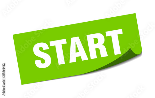start sticker. start square sign. start. peeler