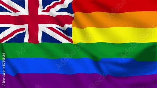 Sydney LGBT Rainbow waving Australia flag pink cupid. Pride 3d Australia Gay, lesbian flag waving Isolated. lgbt rights in Sydney Rainbow seamless loop animation. Gay Australian pride flag 4k