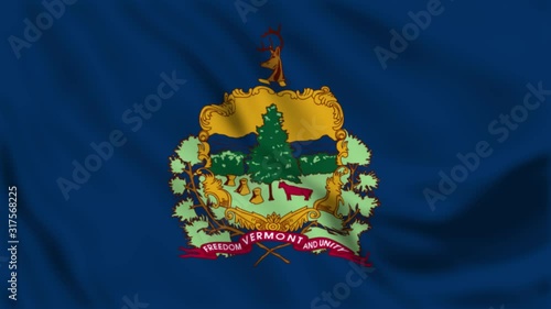 Vermont flag waving. National 3d United States flag waving. U.S. Vermont seamless loop animation. American US State flag HD resolution Background. Montpelier Vermont flag closeup 4k video
