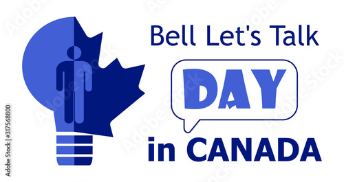 Bell Let's Talk Day is celebrated on the last Wednesday of January in Canada. I is about mental illnesses. Mentality healthcare of brain problem vector. Psychiatry, apathy, schizophrenia