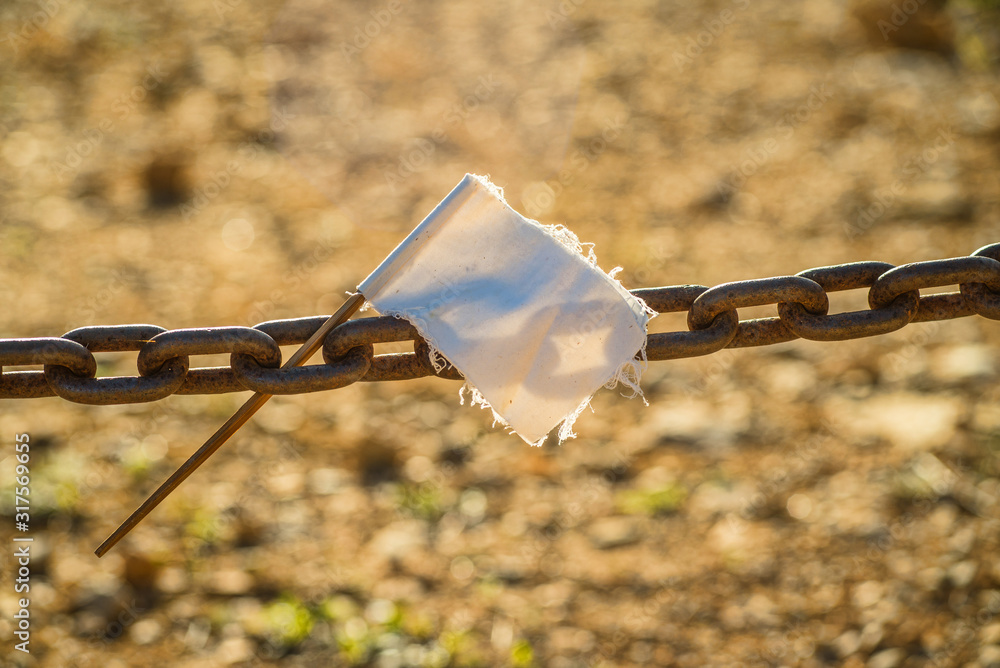Chain with white flag Stock Photo | Adobe Stock
