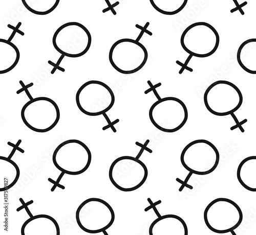 Vector seamless pattern of hand drawn doodle sketch woman symbol isolated on white background