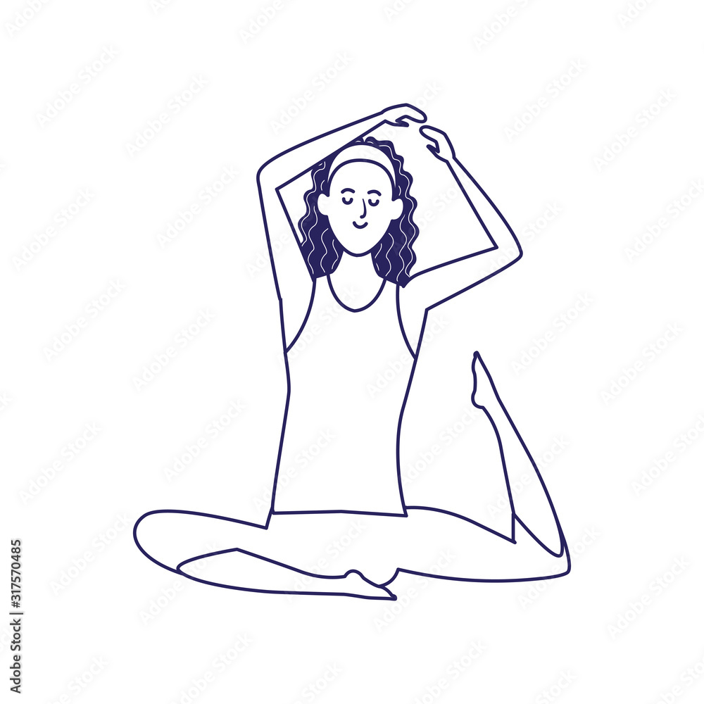 cartoon girl practicing yoga icon, flat design cartoon girl practicing yoga icon, flat design