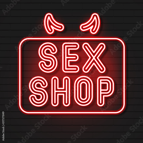 Neon Realistic Word 'sex' For Advertising, Vector