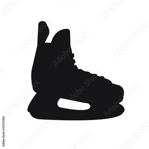 Vector flat black hockey ice skate silhouette isolated on white background