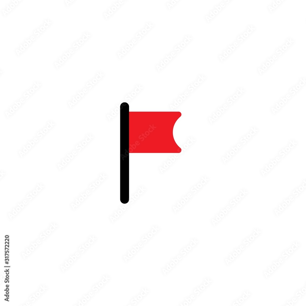 red flag icon. Isolated on white background. Flat vector red flag icon. Isolated on white background. Flat vector