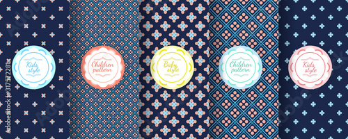 Kids colorful seamless pattern. Cute Baby design background.