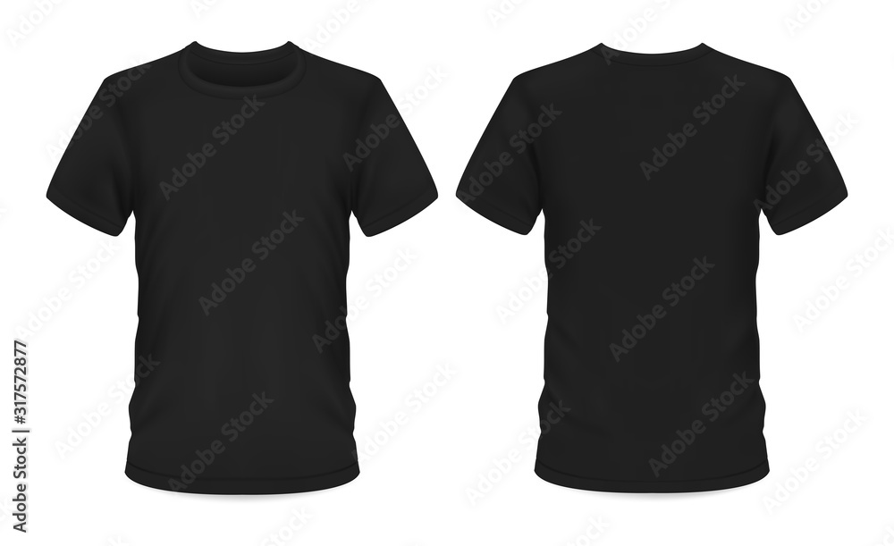 Mockup template, men black t-shirt short sleeve - obrazy, fototapety, plakaty 