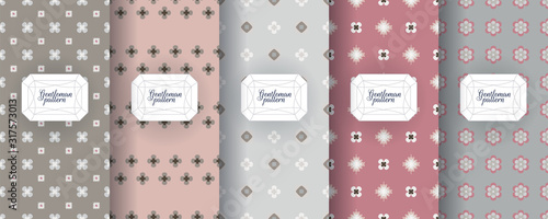 Set of seamless patterns for men s clothing, ties, tuxedos, t-shirts.