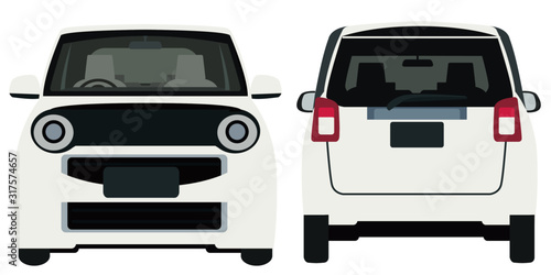 イラスト素材　車　くるま　クルマ　正面　うしろ　ベクター