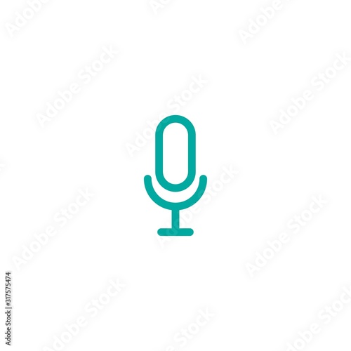blue line microphone icon. linear button