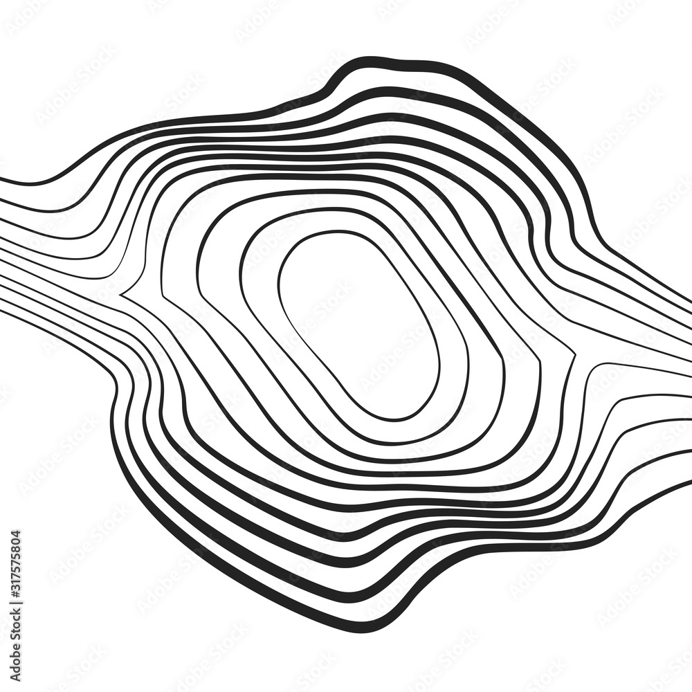 Black curved lines that makes a smooth organic pattern. Abstract rounded shape