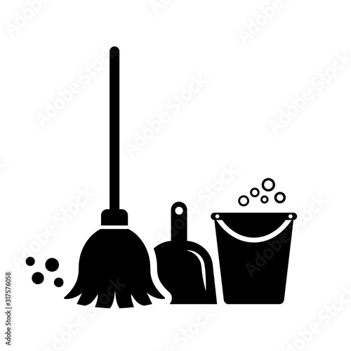 Cleaning tools vector icon