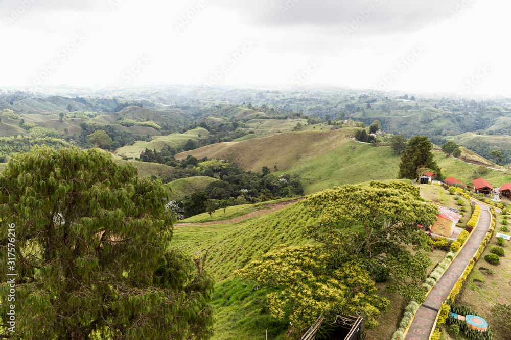 High Views of Lookout of Filandia in Quindío, Colombia.