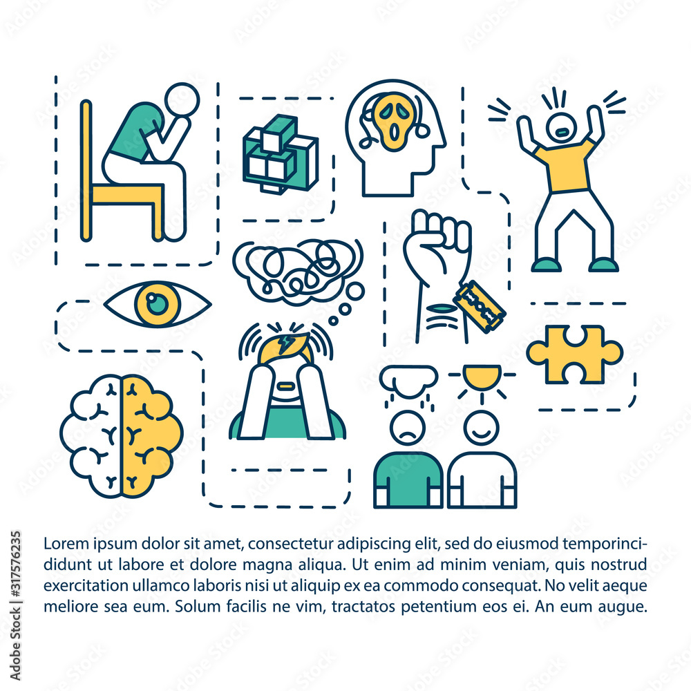 Mental disorders concept icon with text. Psychological diseases ...
