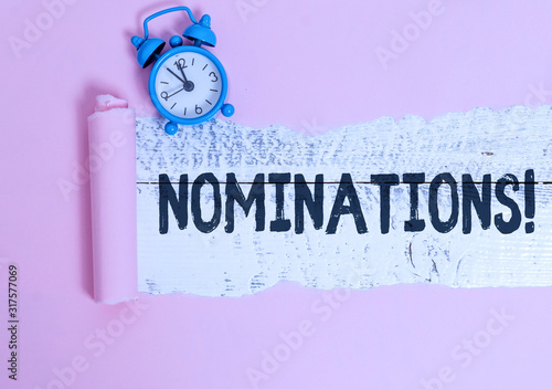 Obraz na plátne Text sign showing Nominations
