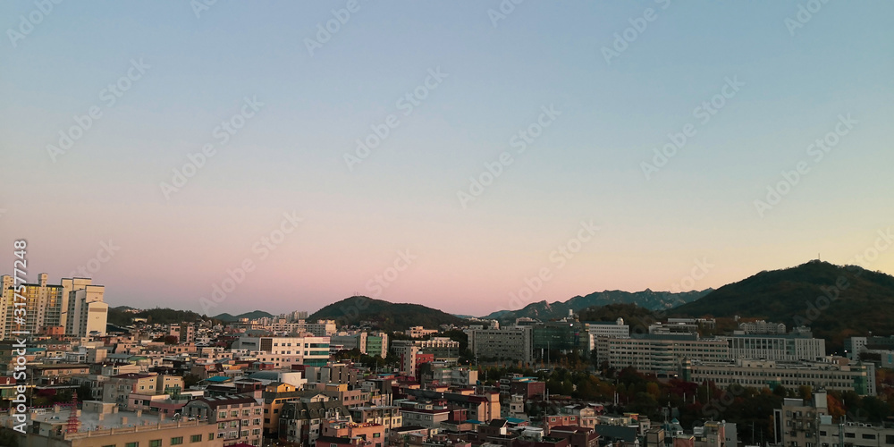 Seoul's landscape with beautiful sky 
