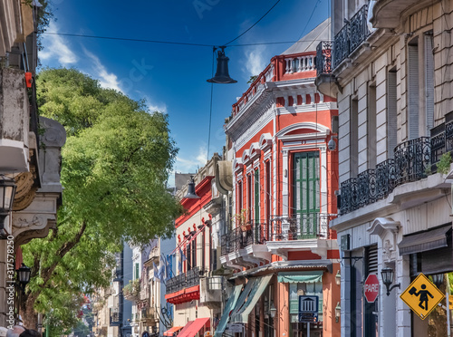 The streets of San Telmo, the oldest neighborhood in Buenos Aires, amidst the cobblestone streets and old colonial architecture, Argentina photo