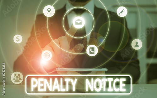Εκτύπωση καμβά Conceptual hand writing showing Penalty Notice
