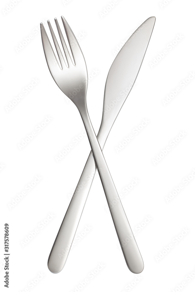 Fork and knife, isolated on white background