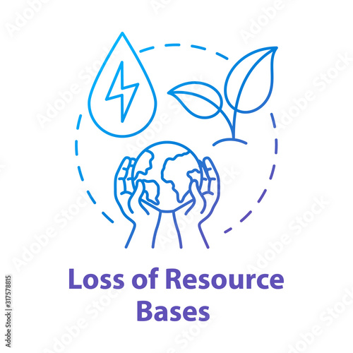 Loss of resource base concept icon. Nature damage of industrial production. Ecosystem and ecology. Overconsumption idea thin line illustration. Vector isolated outline RGB color drawing
