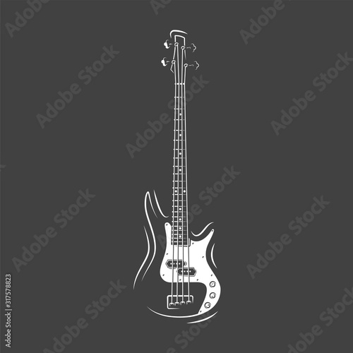 Guitar silhouette isolated on a black background