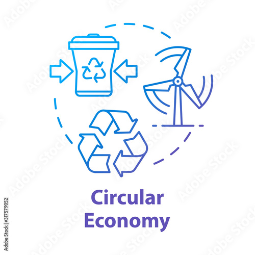 Circular economy concept icon. Infinite industrial loop. Sustainability and recycling. No waste production. Market development idea thin line illustration. Vector isolated outline RGB color drawing