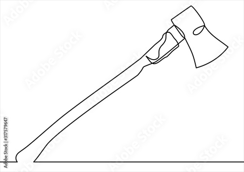 axe. vector illustration.One continuous line drawing