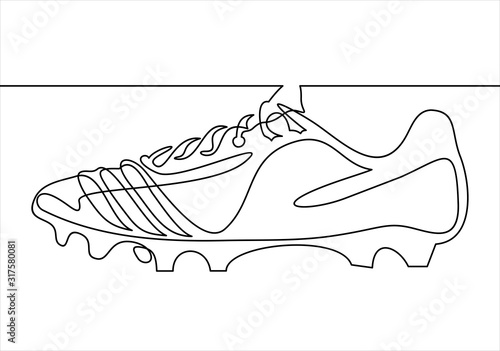 Soccer shoe flat icon. continuous single drawn line football sports soccer shoes boots
