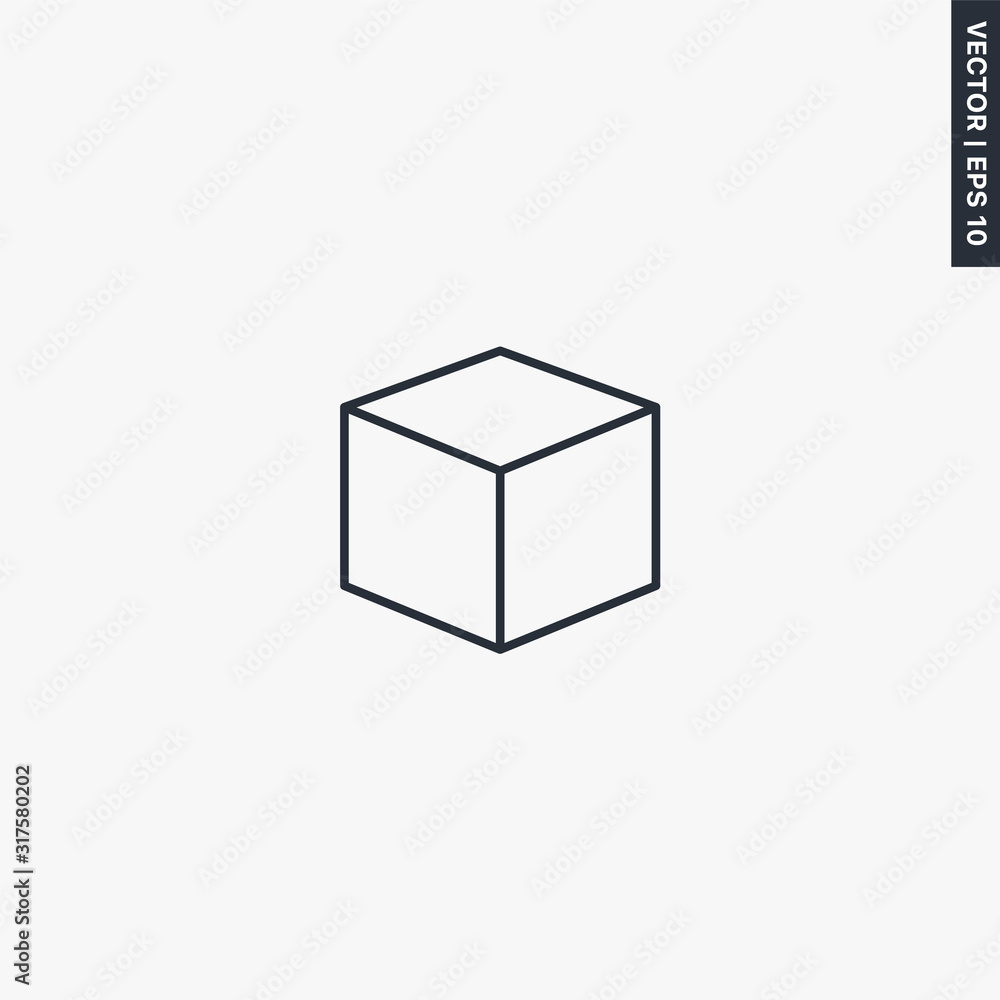 Cube, linear style sign for mobile concept and web design Cube, linear style sign for mobile concept and web design