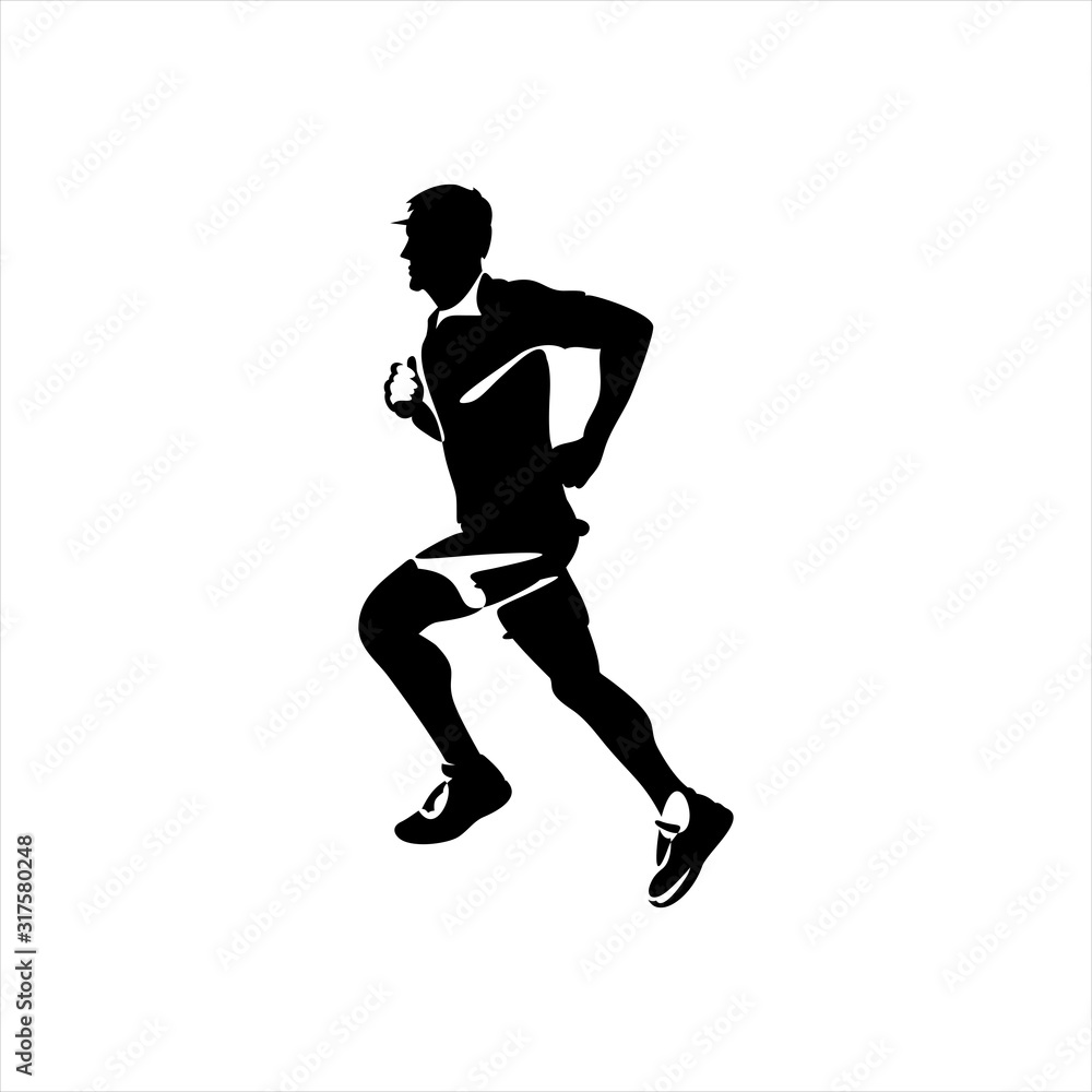 Continuous line drawing of running man. Vector illustration.