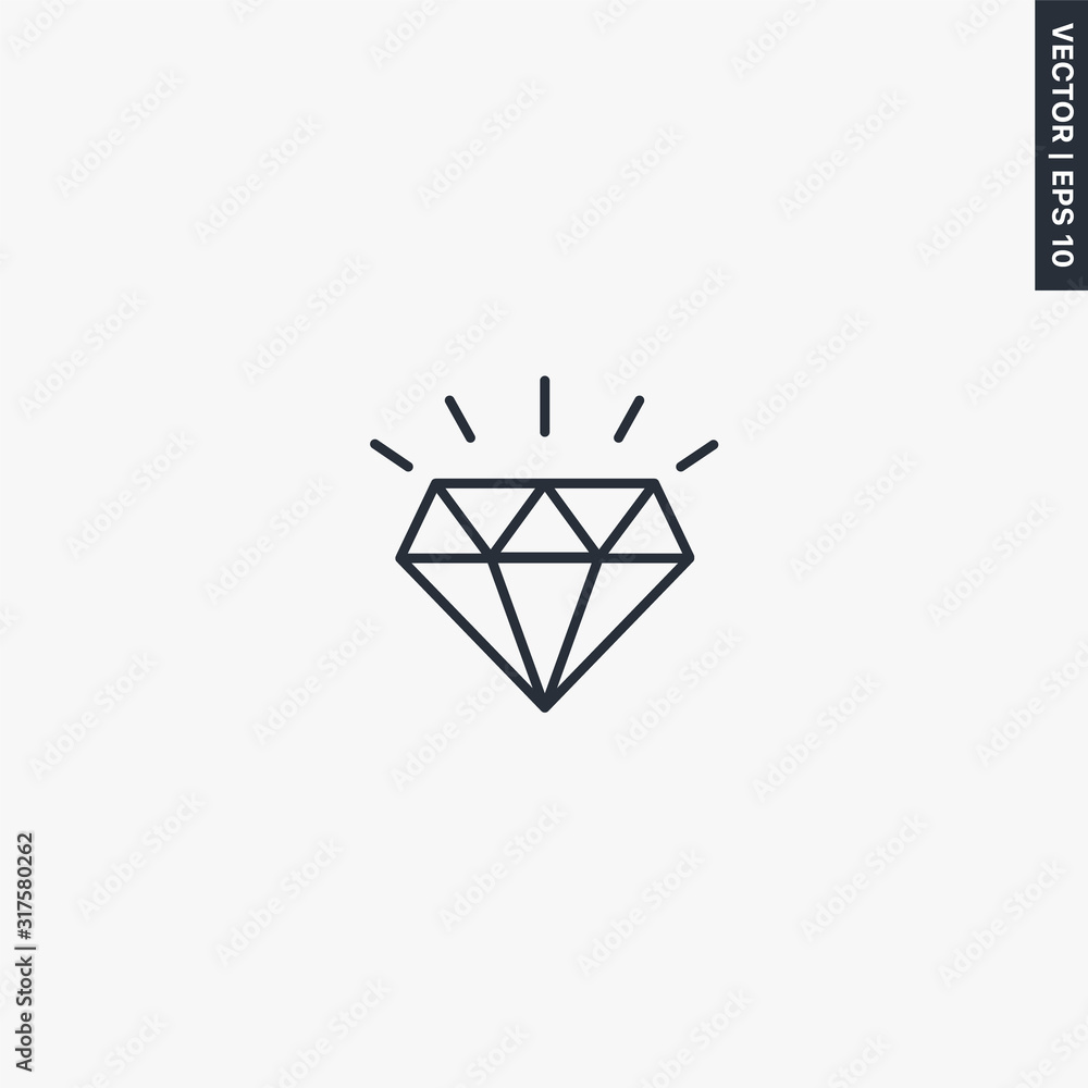 Diamond, brilliant, linear style sign for mobile concept and web design Diamond, brilliant, linear style sign for mobile concept and web design