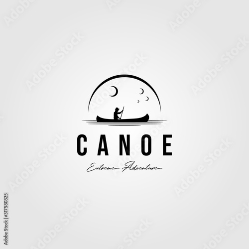 canoe vintage logo paddle outdoor vector illustration design