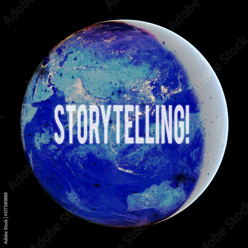 Fototapeta Naklejka Na Ścianę i Meble -  Conceptual hand writing showing Storytelling. Concept meaning activity writing stories for publishing them to public Elements of this image furnished by NASA