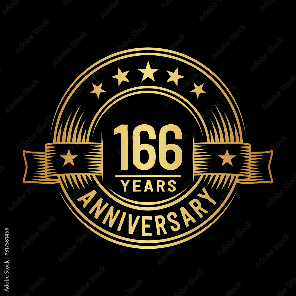 166 years anniversary celebration logotype. Vector and illustration.