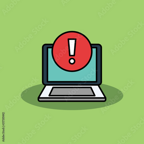 Concept of application error. Attention message bubble of spam data, insecure connection, scam, virus. Vector illustration