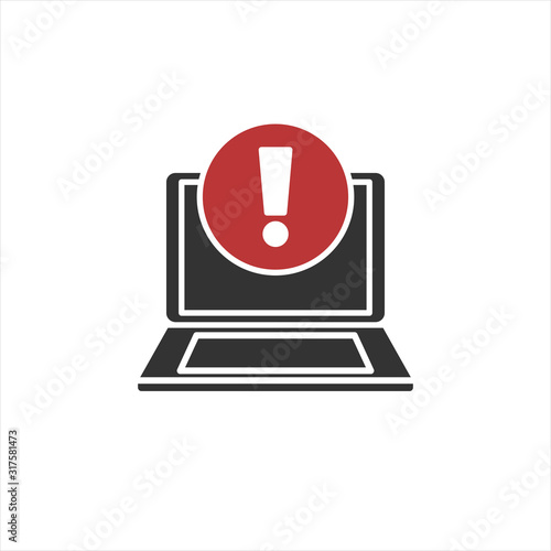 Concept of application error. Attention message bubble of spam data, insecure connection, scam, virus. Vector illustration