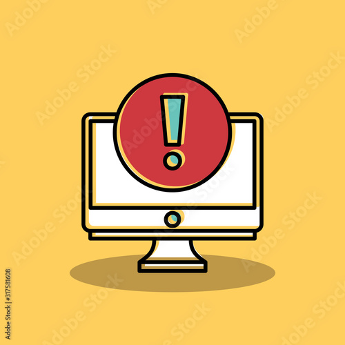 Concept of application error. Attention message bubble of spam data, insecure connection, scam, virus. Vector illustration