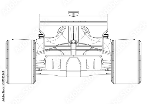 Silhouette F1 Car Vector