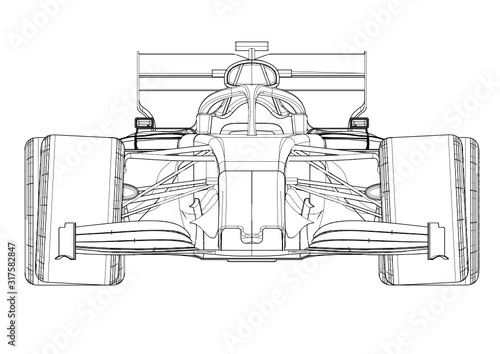 Silhouette F1 Car Vector
