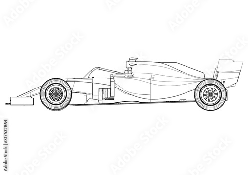 Silhouette F1 Car Vector
